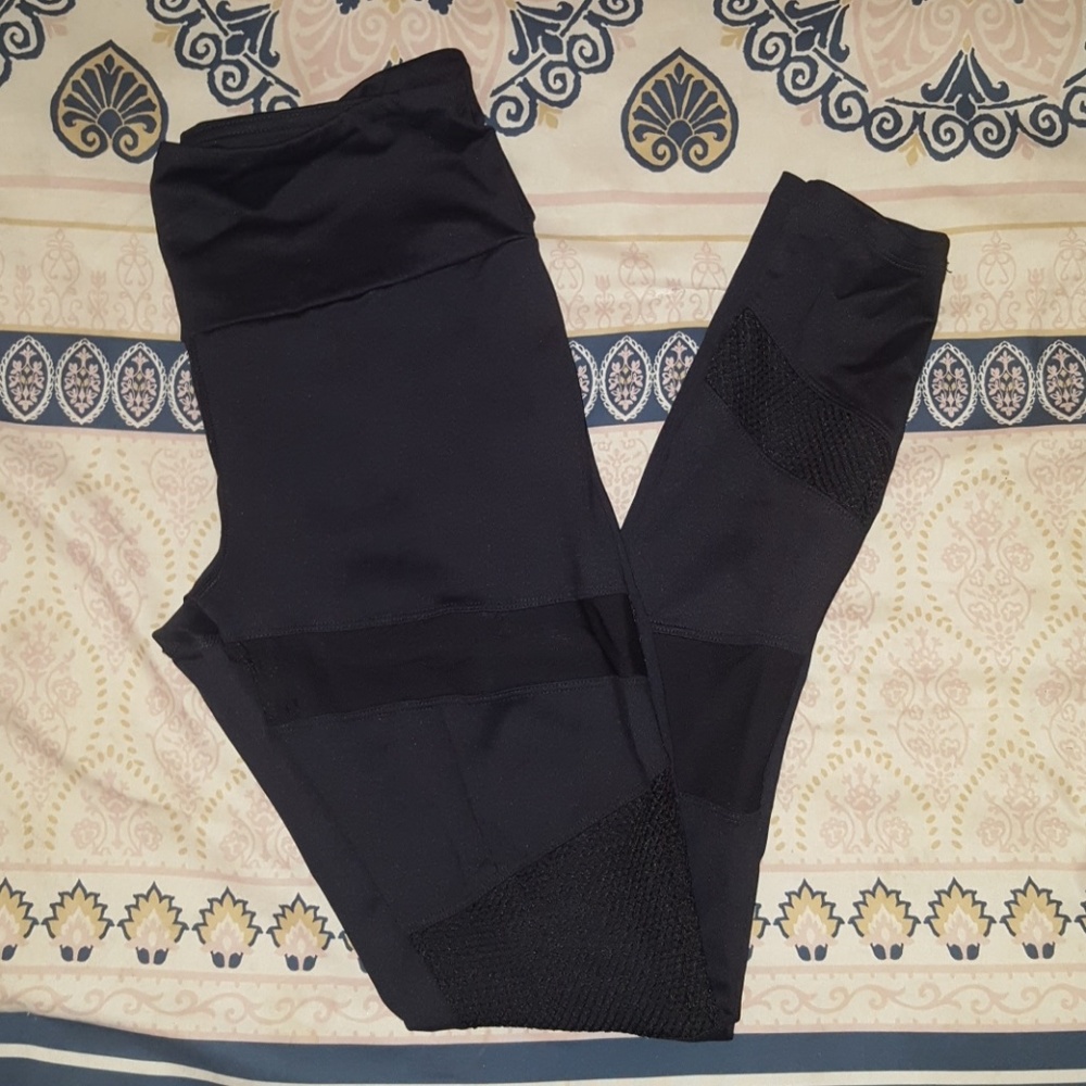 Black Cutout/Bandage/Mesh Workout Leggings
